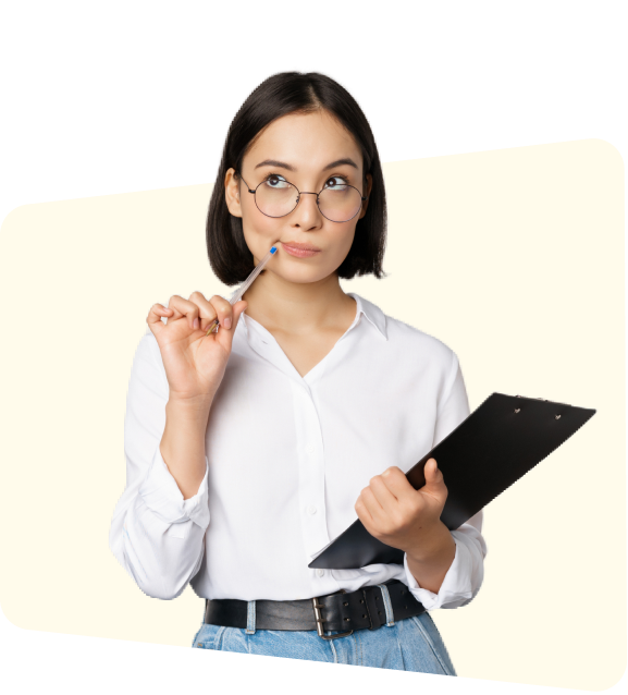 Professional woman with clipboard
